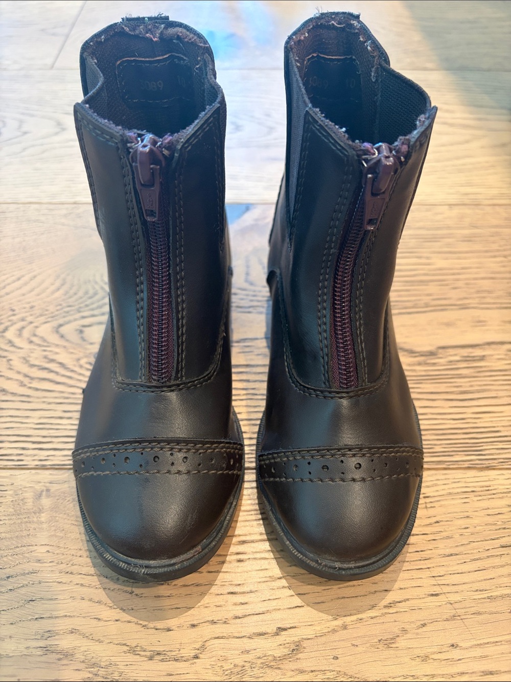 TuffRider Children's Starter Front Zip Paddock Boots Dark Brown